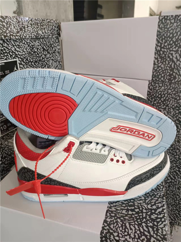 Men's Running weapon Air Jordan 3 White/Red Shoes 052